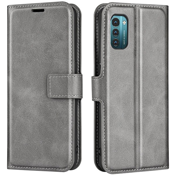 Nokia G11 / Nokia G21 nahkainen lompakokkotelo - Harmaa Silver grey