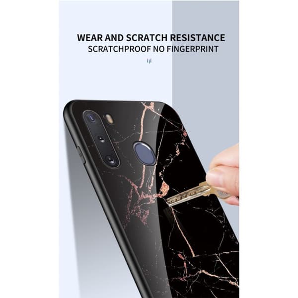 Fantasy Marble Samsung Galaxy A21 kuoret - Musta / Kulta Black