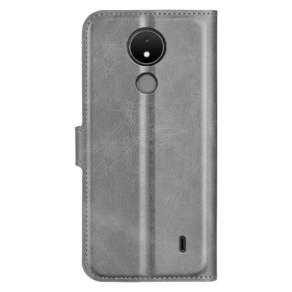 Lompakko Nahkakotelo For Nokia C21 - Harmaa Silver grey