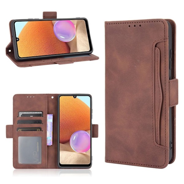Modern-styled Læder Pung Etui til Samsung Galaxy A32 - Brun Brown