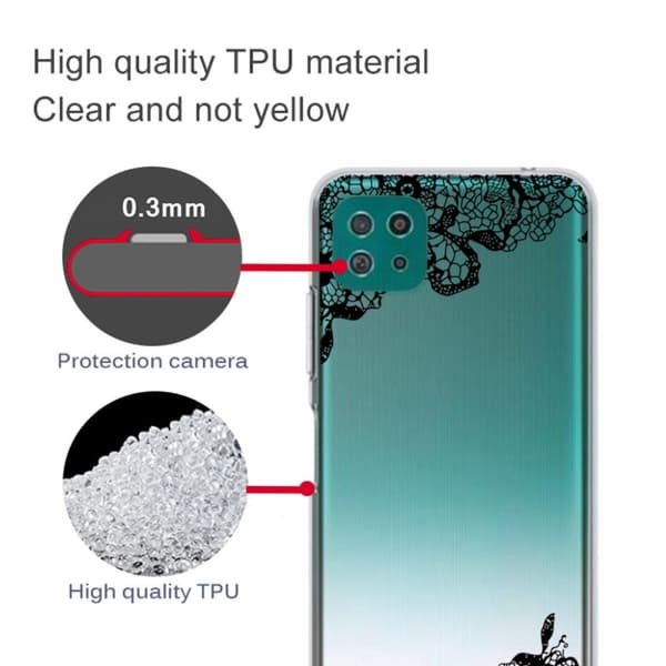 Deco Samsung Galaxy A22 5G skal - Spetsblomma Svart