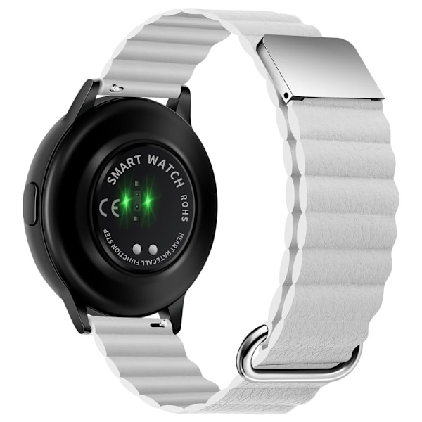 22 mm Universal klockarmband i äkta läder i litchi-stil - Silverspänne / Vit Vit