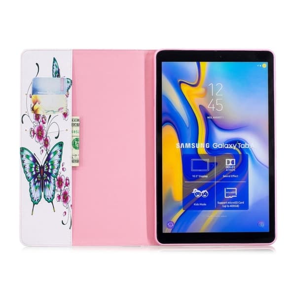 Samsung Galaxy Tab A 10.5 mönstrat flipfodral i läder - Fjärilar Och Blommor multifärg