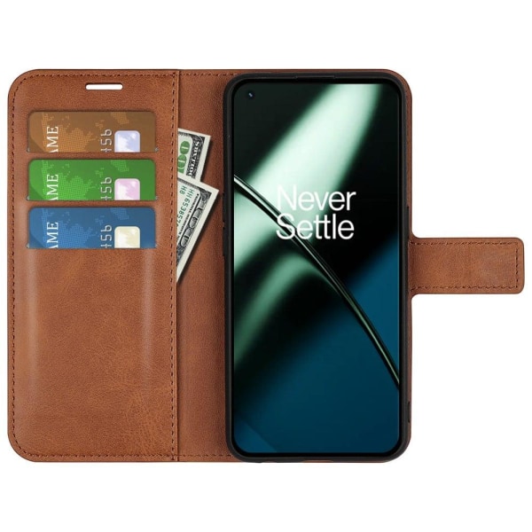Lompakko Nahkakotelo For OnePlus 11 - Vaalean Ruskea Brown