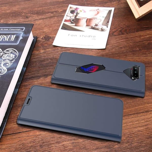 Glatt og tynt premium PU-skinnetui for Asus ROG Phone 5 - Blå Blue