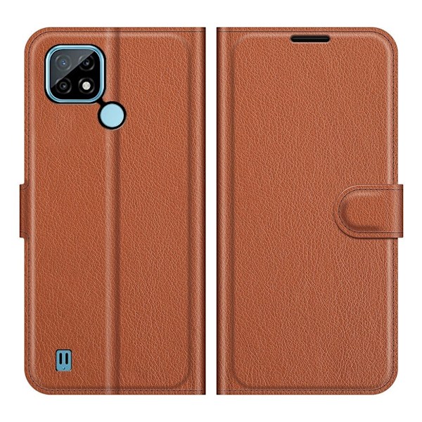 Klassisk Realme C21 flip etui - Brun Brown