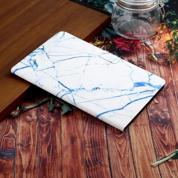 iPad 10.2 (2019) snyggt mönstrat flipfodral i läder - Blå Marmor Blå