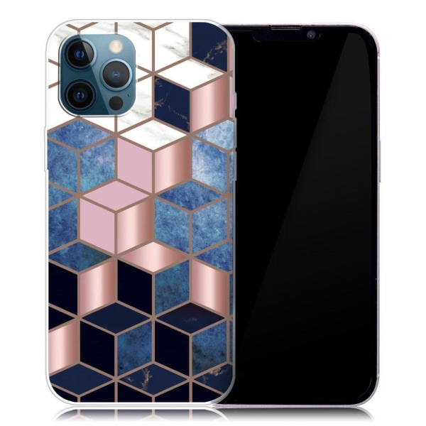 Marble design iPhone 13 Pro cover - Blå/Guld Terning Multicolor