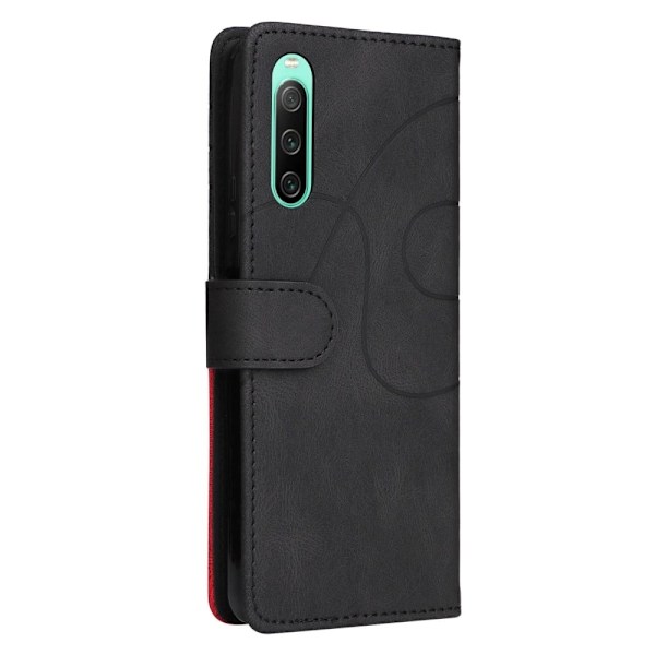 BINFEN to-farvet Sony Xperia 10 IV læderetui - Sort Black