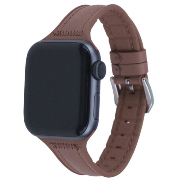 Apple Watch Series 5 44mm silikoninen nahkanauha - Ruskea Brown