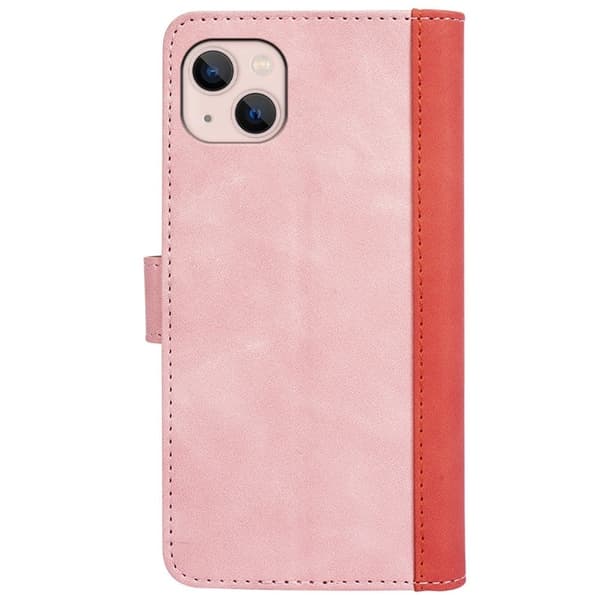 Kaksivärinen nahkainen läppäkotelo iPhone 13 Mini - Pinkki Pink