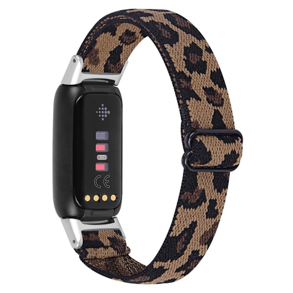 Fitbit Luxe klockarmband i elastisk nylon - Leopard Brun