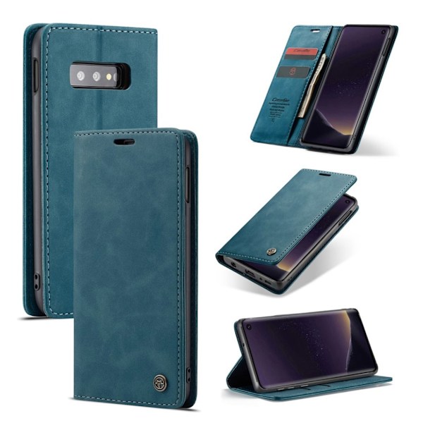 CASEME Samsung Galaxy S10e auto-absorberet læder flip etui - Blå Blue
