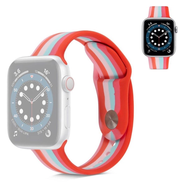 Apple Watch 42mm - 44mm rainbow color silicone watch strap - Red Red