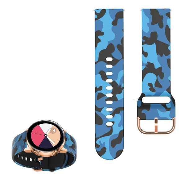 22 mm universal urrem i silikone med cool mønster - Blå Camouflage Blue