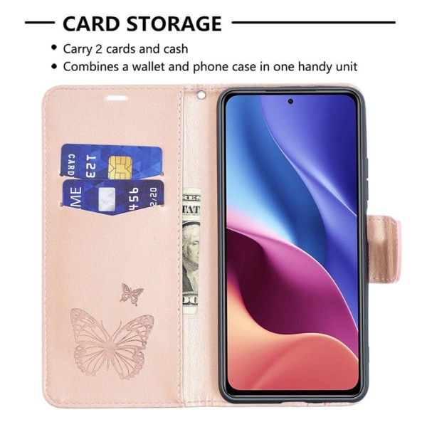 Butterfly läder Xiaomi Mi 11i / Xiaomi Redmi K40 Pro Plus / Xiaomi Redmi K40 Pro / Xiaomi Redmi K40 / Xiaomi Poco F3 fodral - Rosa Rosa