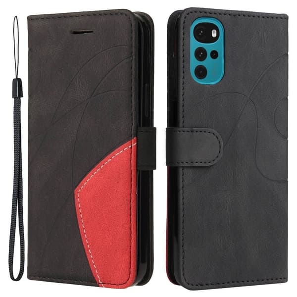 Tekstureret Læder Etui med Strop TilMotorola Moto G22 - Sort Black