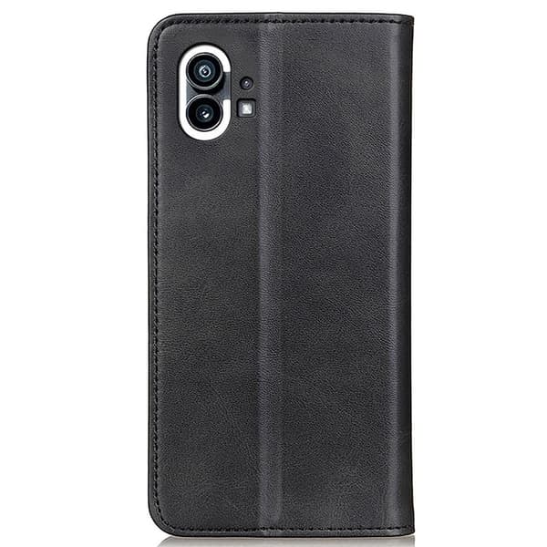 Flip Etui med Pung i Ægte Læder til Nothing Phone (1) - Sort Black