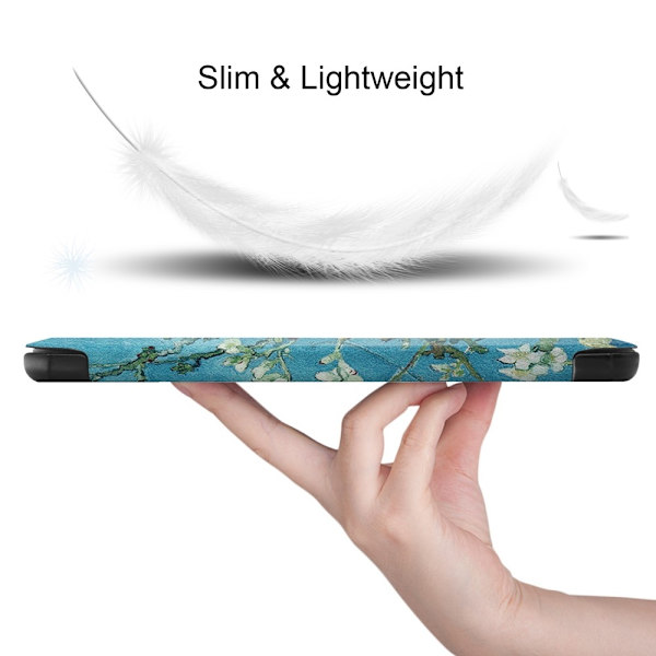 Lenovo Tab M7 (3:e generationen) / Tab M7 coolt mönster tri-fold läderfodral - Plommonblomma Blå