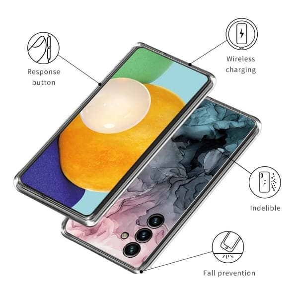 Marble Samsung Galaxy A34 5G Etui - Rose og Greyish Blå Skyer Multicolor