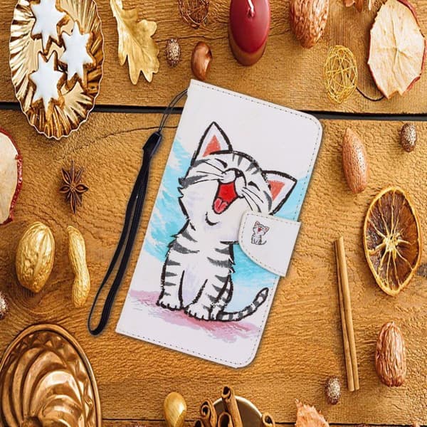 Wonderland Samsung Galaxy A42 5G Flippetui - Smile Katt White