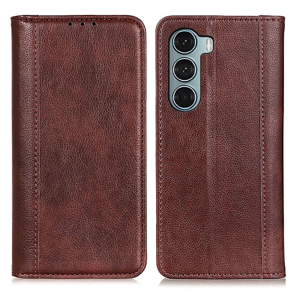 Aito nahkakotelo magneettisuljuksella Motorola Moto G200 5G - Ruskea Brown