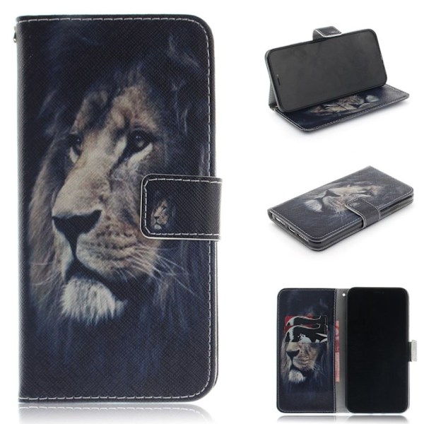 iPhone Xs Max flip cover i mønstret læder - Lion Multicolor
