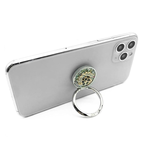 Universal rhinestone garland style rotatable phone ring stand - Silvergrå