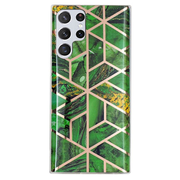 Deco Samsung Galaxy S23 Ultra Etui - Electroplated Grøn Marmor Green