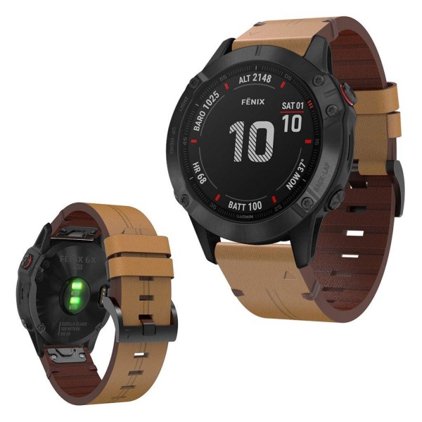 Garmin Fenix 6 aito nahkakellon ranneke - Ruskea Brown