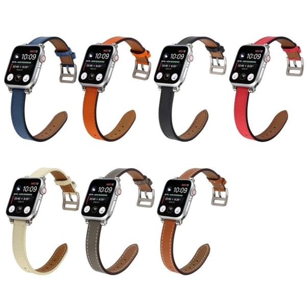 Apple Watch 40 mm klockarmband i äkta läder med pärldekor - Grå Silvergrå