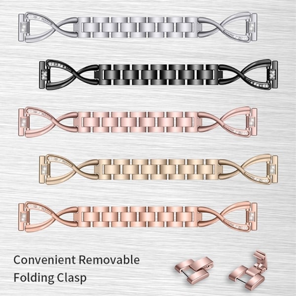 18mm X-Shape strassdekorerat klockarmband för Fossil-klocka - Silver Silvergrå