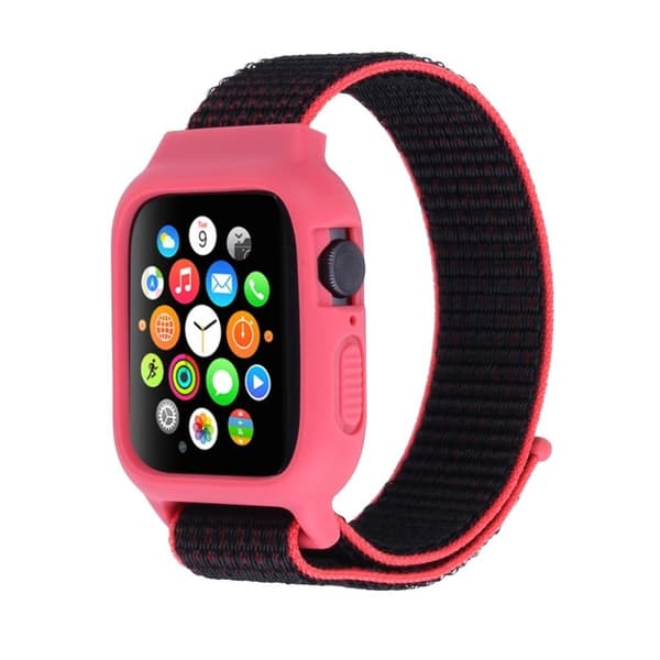 Apple Watch Series 5 40mm nylon silikonikehys - Musta / Ruusu Black