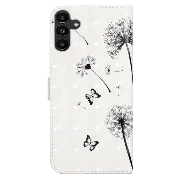 Samsung Galaxy S24 FE Case 3D Pattern Printed Leather Phone Cover Kortholder - Børn Og Mælkebøtte White