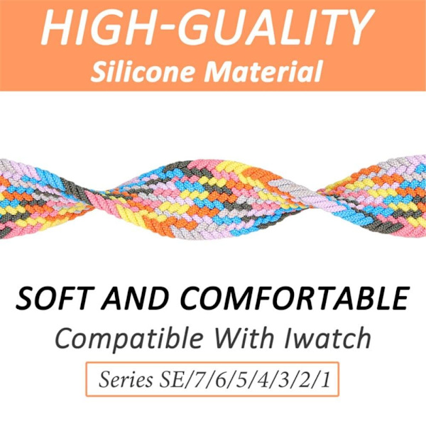 Apple Watch Series 8 (45mm) / Watch Ultra klockarmband i elastisk nylon - Regnbåge Socker Storlek: Xl multifärg