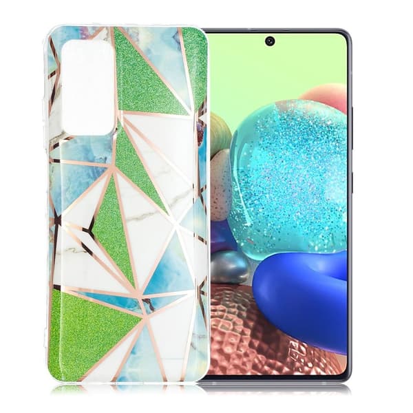 Marble Samsung Galaxy A72 5G Etui - Blå / Grønne Former Green