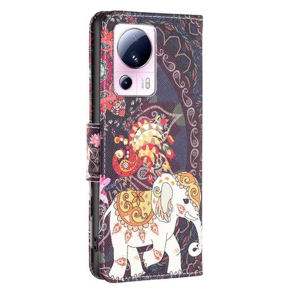 Wonderland Xiaomi 13 Lite / Civi 2 Flippetui - Blomst og Elefant Multicolor