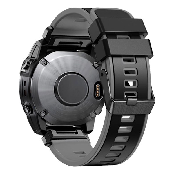 Kaksivärinen silikoninen kellohihna Garmin-kelloon - Musta / Harmaa Black