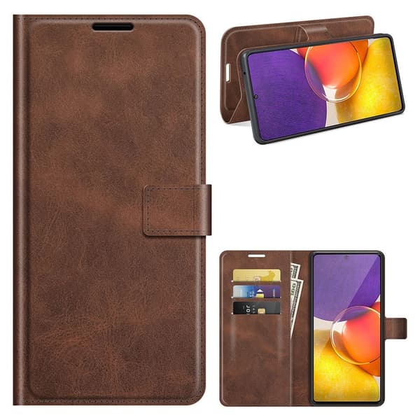 Wallet-style Lær Etui til Samsung Galaxy Quantum 2 - Kaffe Brown