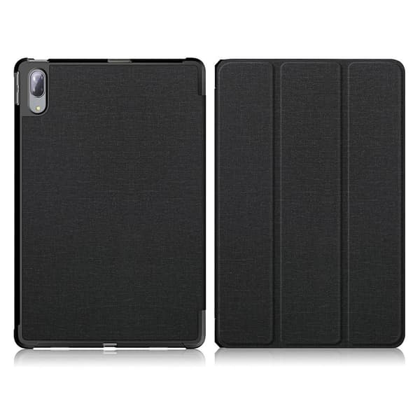 Lenovo Tab P11 Pro tri-fold stofskind læderetui - Sort Black