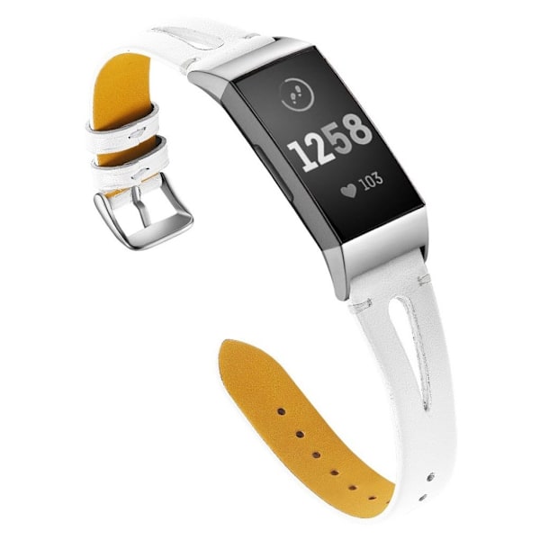 Fitbit Charge 3 ægte læder urrem - Hvid White