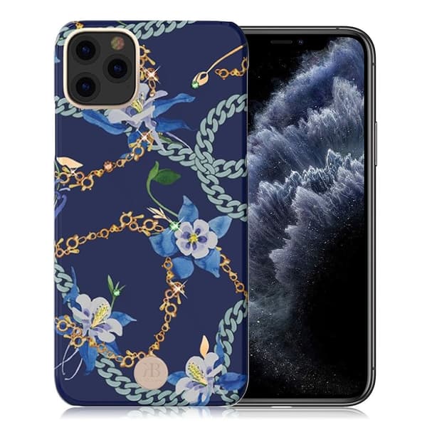 Kingxbar iPhone 11 Pro Luxury Swarovski Veske - Blå Blue