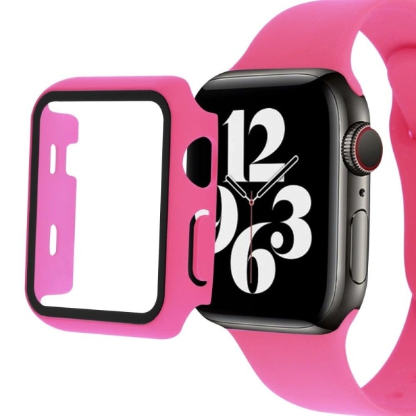 Apple Watch Ultra klockarmband och fodral i silikon med härdat glas - Ros Rosa