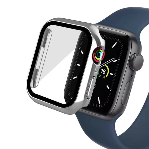 Apple Watch (41mm) electroplating cover with tempered glass - Black Svart