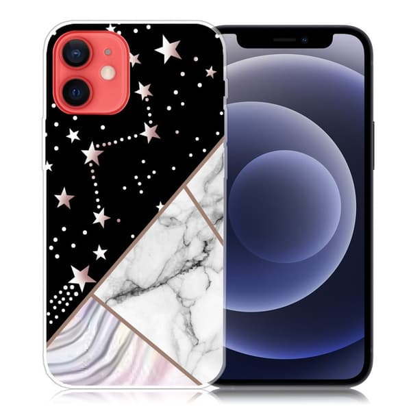 Marmormotiv iPhone 12 Mini skal - Konstellation Marmorplatta Vit