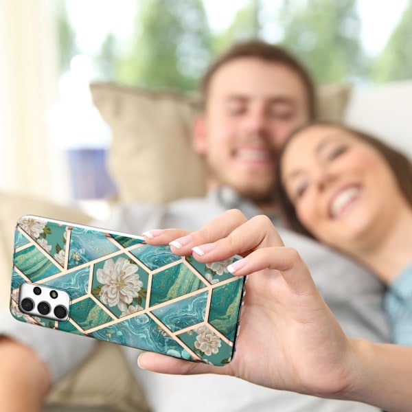 Marble design Samsung Galaxy A13 4G kotelot - Siniset Kukat Blue