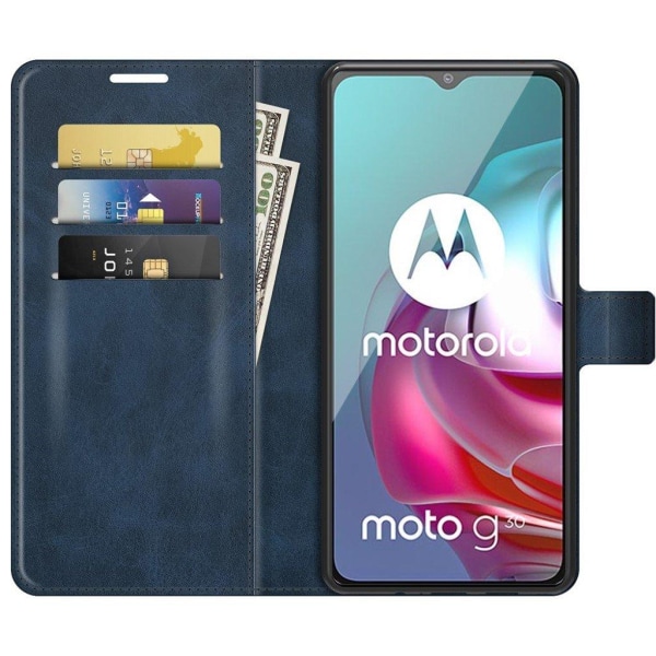 Hållbart konstläder Motorola Moto G30 / Motorola Moto G10 fodral med plånbok - Blå Blå