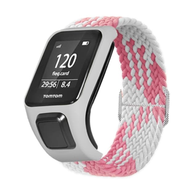 Elastiskt vävt klockarmband för TomTom-klocka - Rosa / Vit Rosa