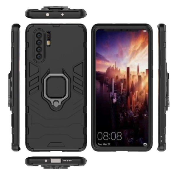 Huawei P30 Pro rengaspidike takatuki combo suojakotelo - Musta Black