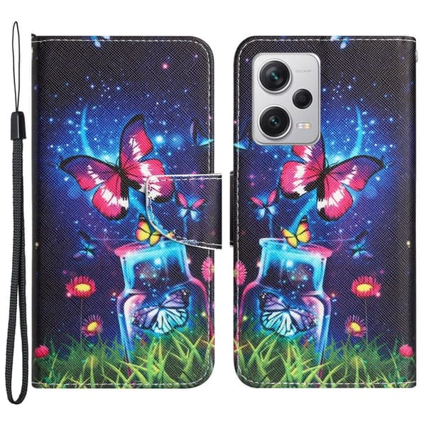 Wonderland Xiaomi Poco X5 Pro / Redmi Note 12 Pro / 12 Pro Speed Flippetui - Bottle / Sommerfugl Blue